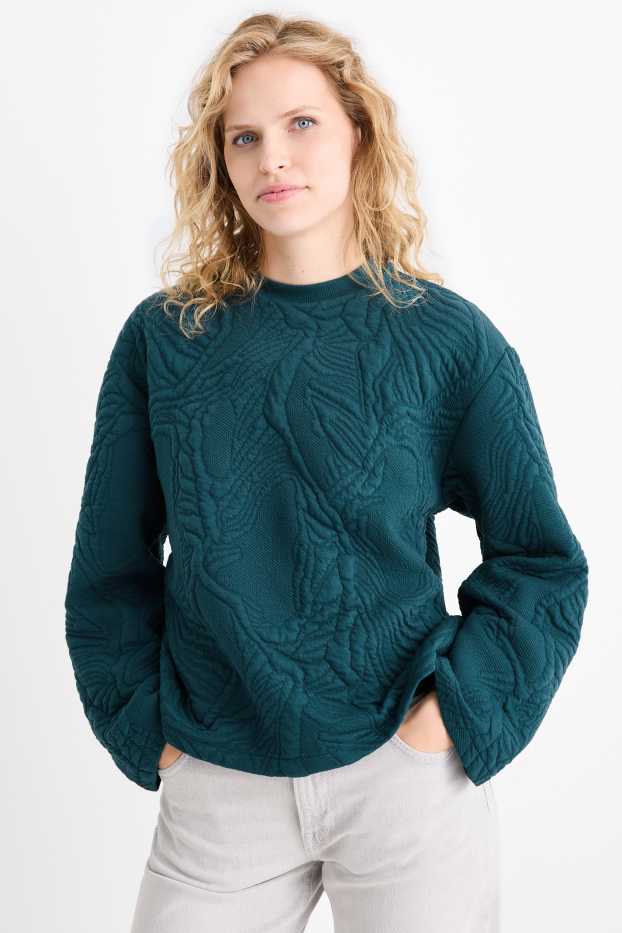 Femmes - Sweat - texturé - vert foncé