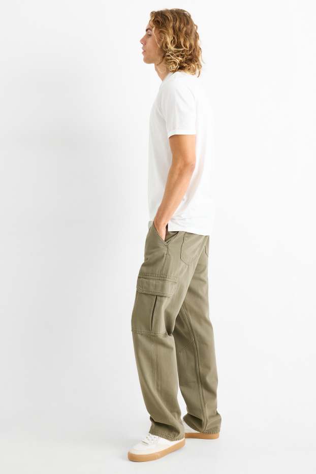 Hommes - Pantalon cargo - relaxed fit - kaki