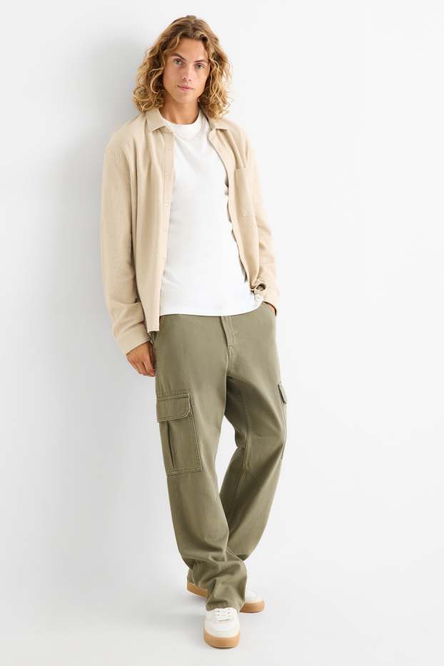 Hommes - Pantalon cargo - relaxed fit - kaki