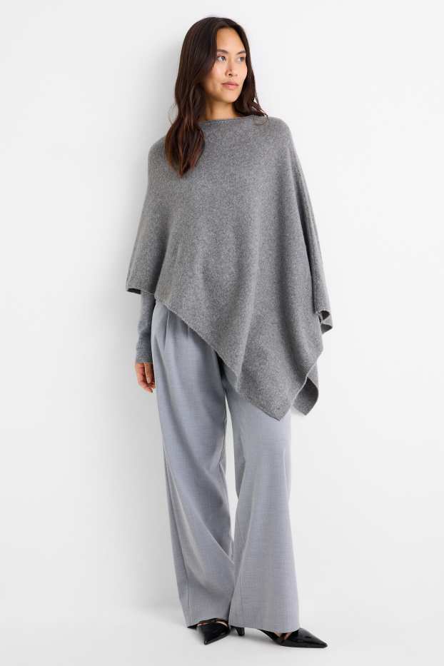 Dames - Poncho - grijs