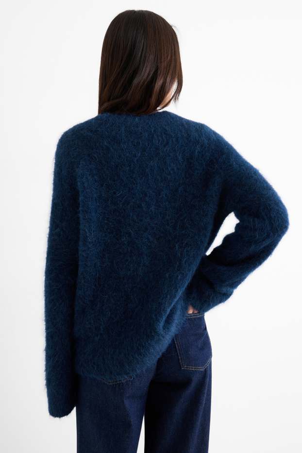 Dames - Trui - mix van alpacawol - donkerblauw
