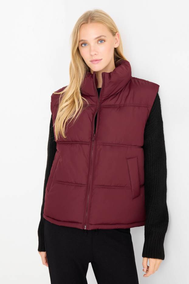 Women - Quilted gilet - bordeaux
