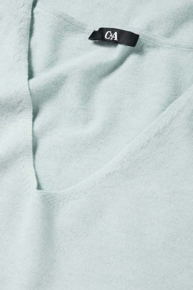 Women - V-neck jumper - light turquoise