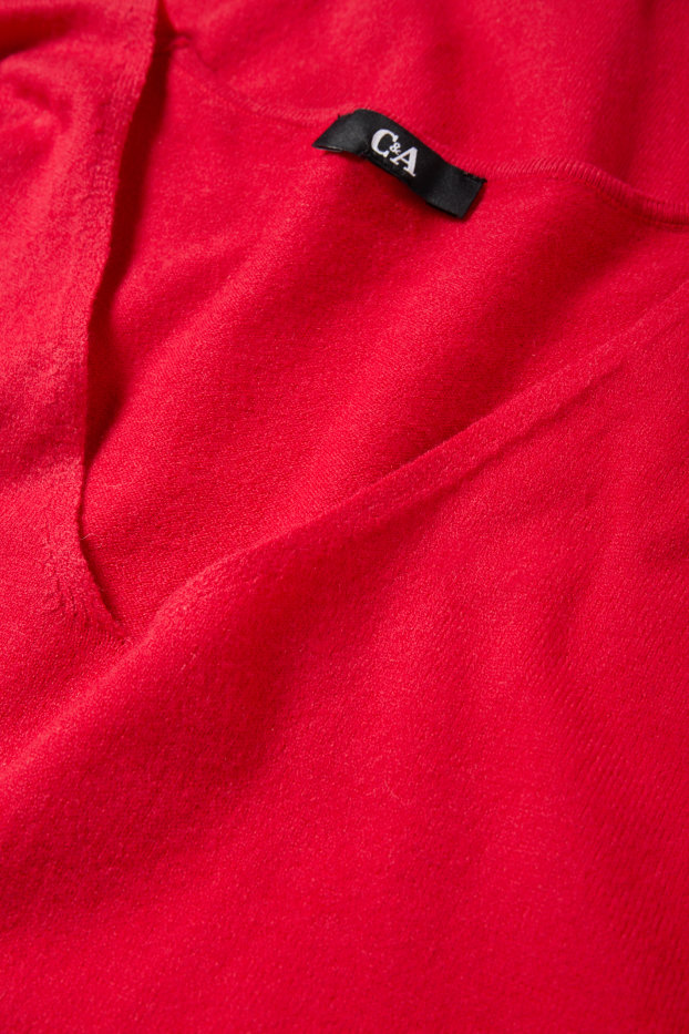 Women - V-neck jumper - red