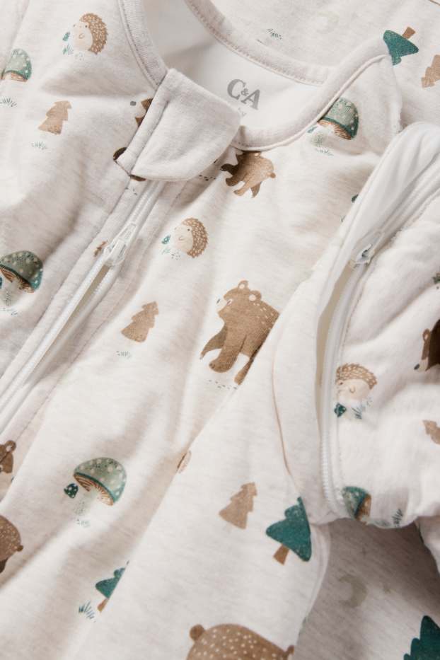 Baby Buben - Bär und Igel - Baby-Schlafsack - 18-36 Monate - hellbeige
