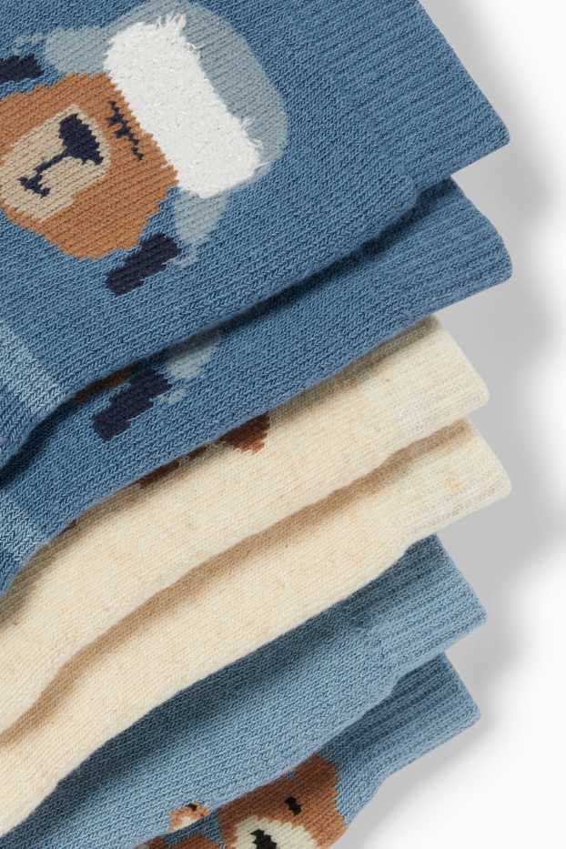 Children Boys - Multipack of 3 - teddy bear - socks with motif - blue / white