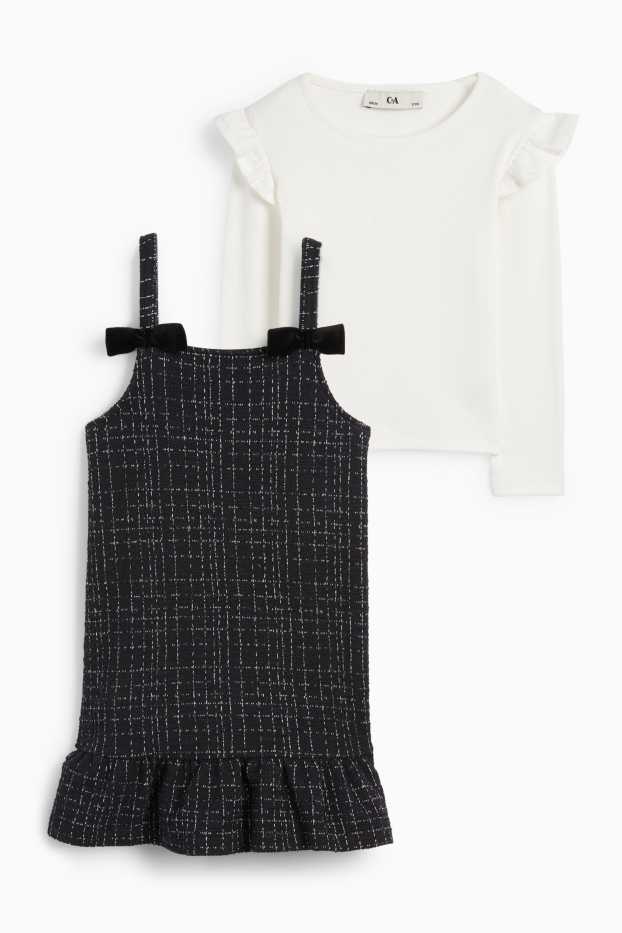 Kinderen: meisjes - Set - jurk en longsleeve - 2-delig - zwart / wit