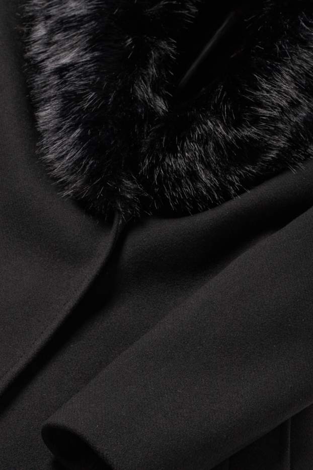 Femmes - Manteau avec garniture en imitation fourrure - noir