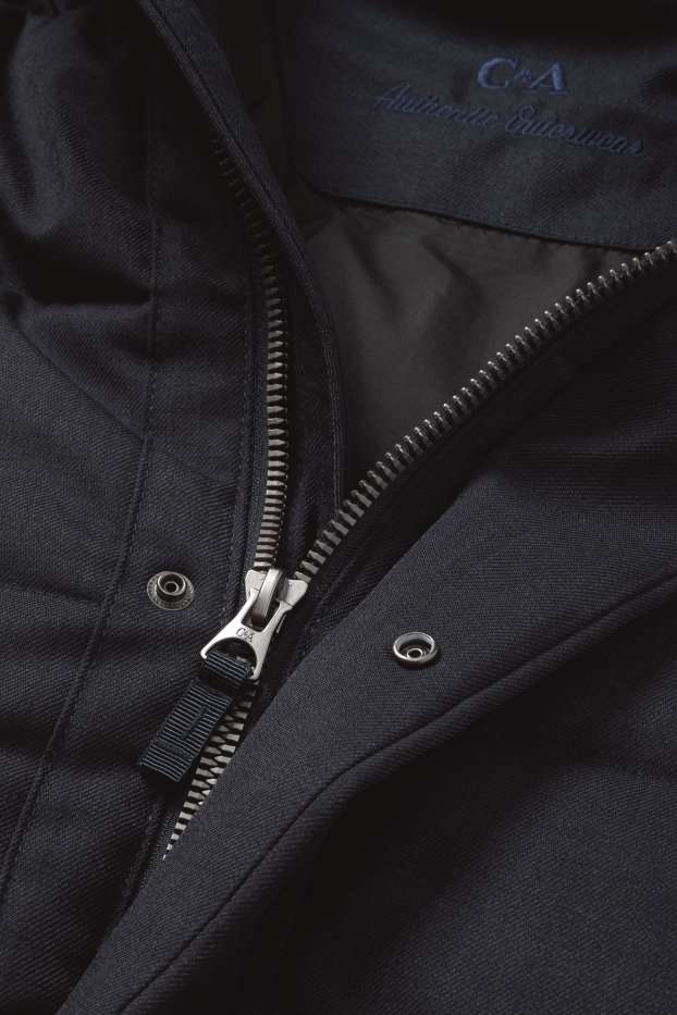 Men - Quilted parka with hood - water-repellent - dark blue