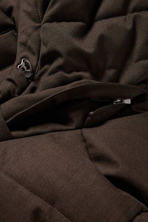 Heren - Parka met stiksels en met capuchon - waterafstotend - donkerbruin
