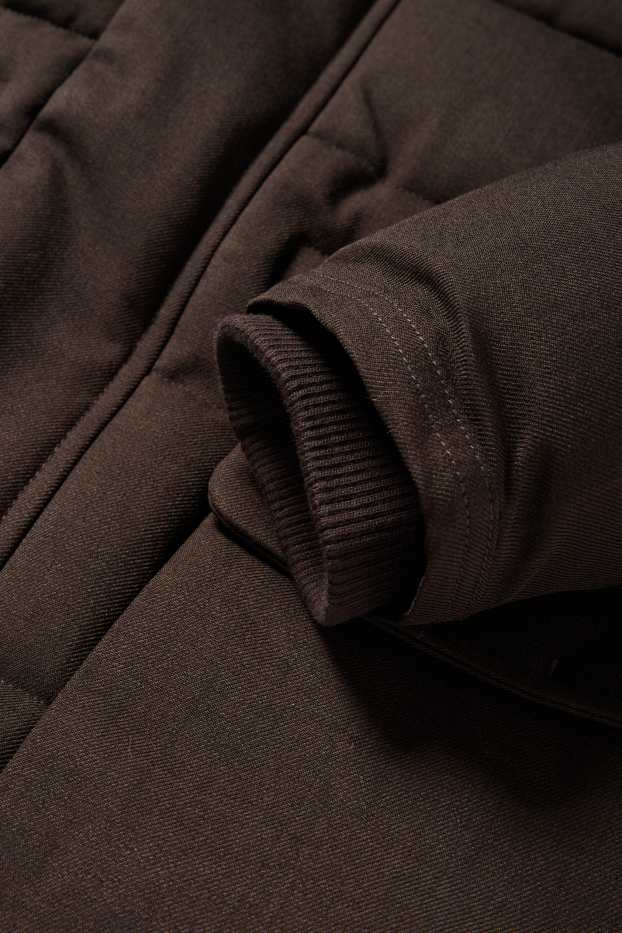 Heren - Parka met stiksels en met capuchon - waterafstotend - donkerbruin