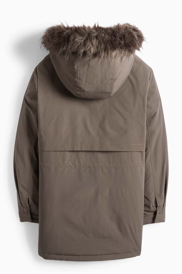 Femmes - Parka à capuche - doublée - finition déperlante - kaki