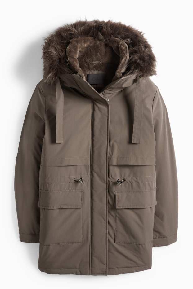 Femmes - Parka à capuche - doublée - finition déperlante - kaki