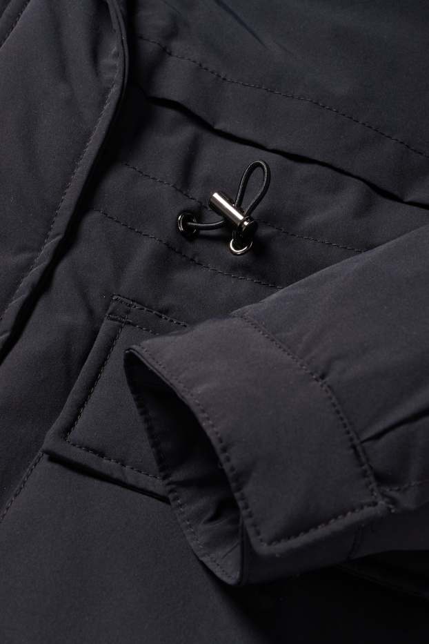 Dames - Parka met capuchon - gevoerd - waterafstotend - zwart