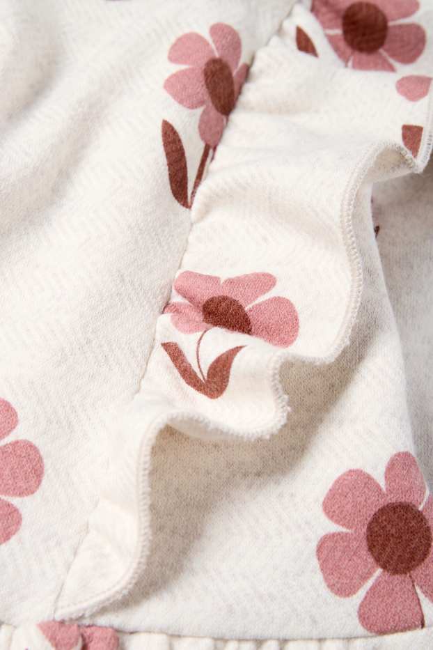 Kinder Mädchen - Set - Blume - Kleid und Tasche - 2 teilig - hellbeige