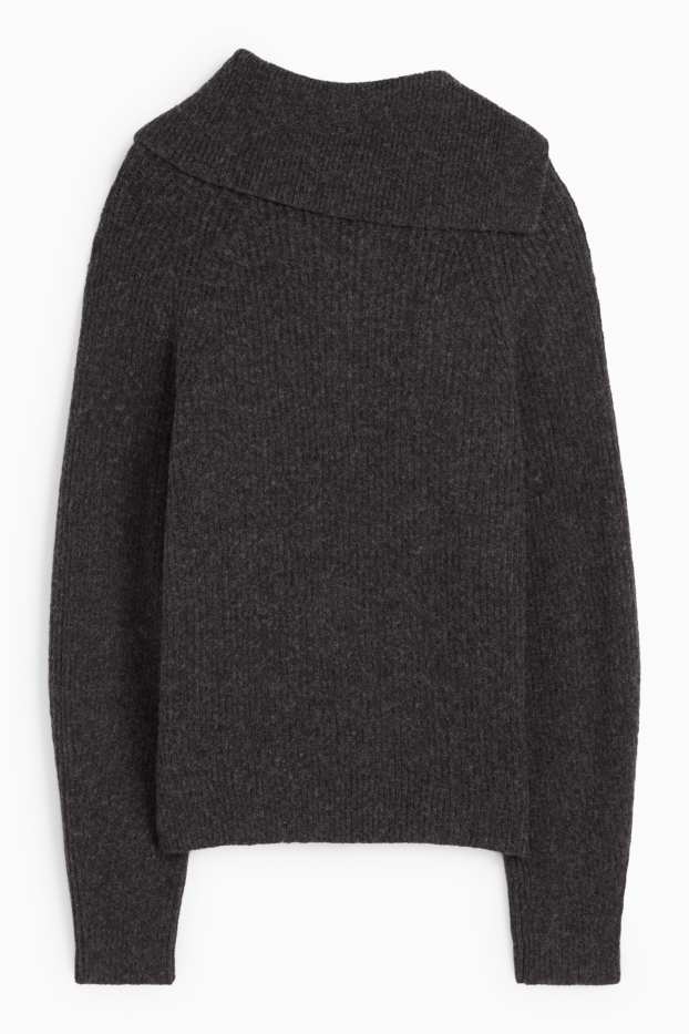 Dámské - Svetr - žebrovaný - tmavošedá