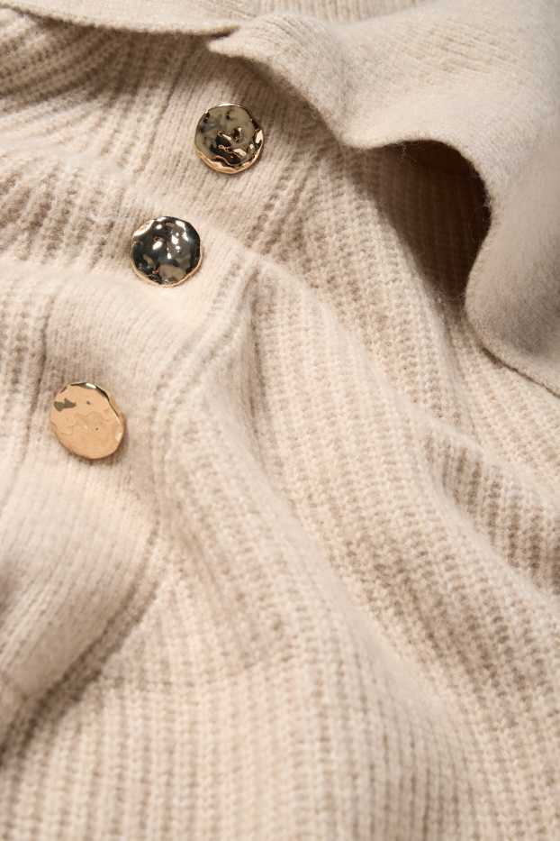 Dámské - Svetr - žebrovaný - světle béžová