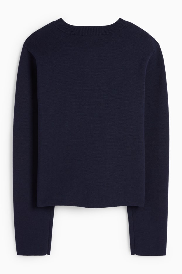 Dámské - Pletený kardigan - tmavomodrá