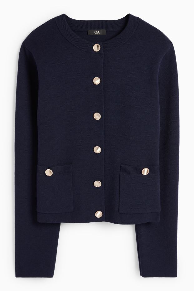 Dámské - Pletený kardigan - tmavomodrá