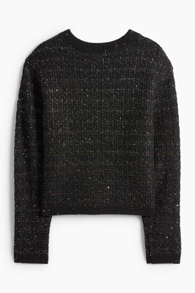 Dámské - Buklé pletený kardigan - černá