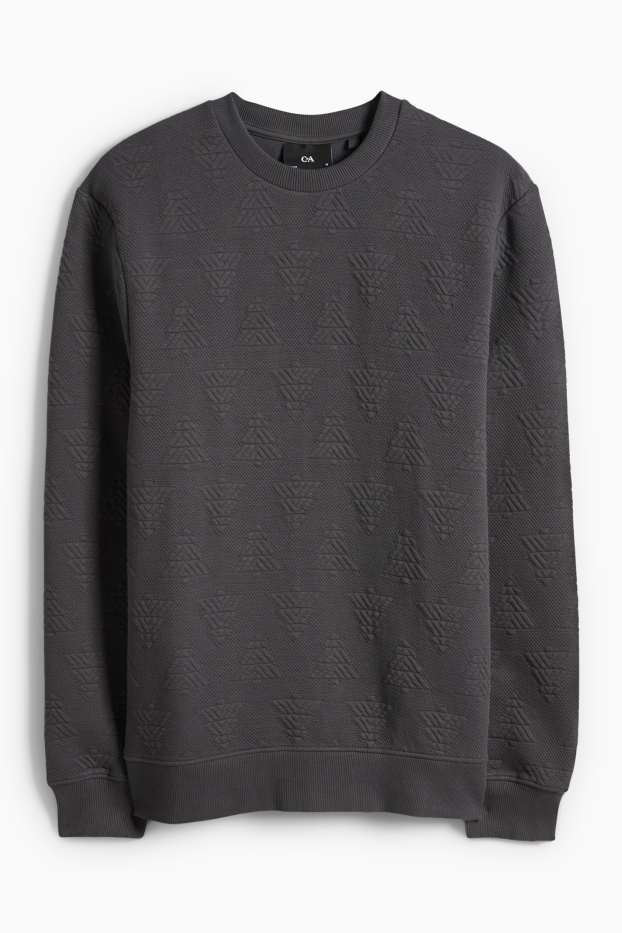 Men - Christmas sweatshirt - textured - dark gray