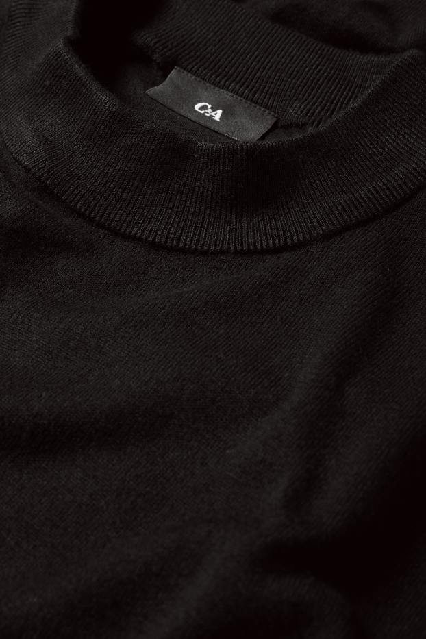 Bărbați - Pulover din tricot fin - negru