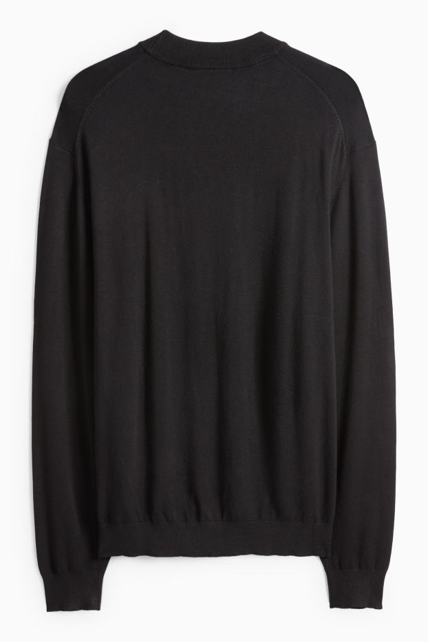 Bărbați - Pulover din tricot fin - negru