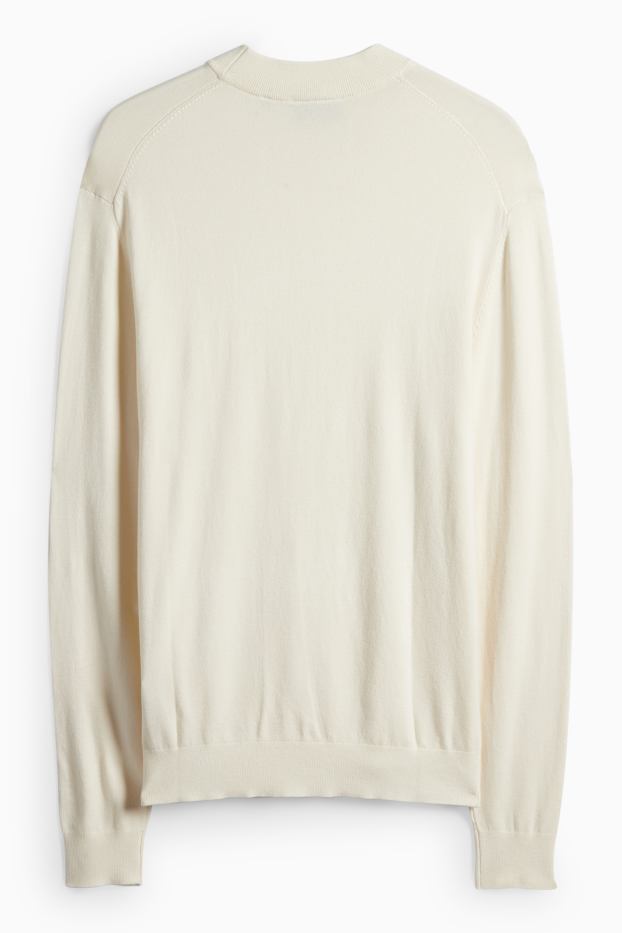 Men - Fine knit jumper - cremewhite