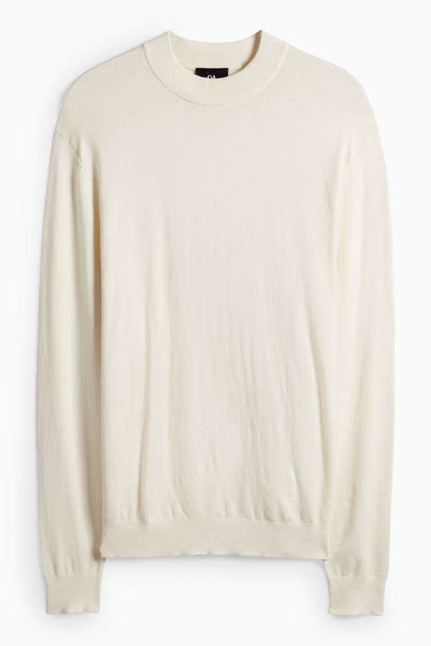 Men - Fine knit jumper - cremewhite