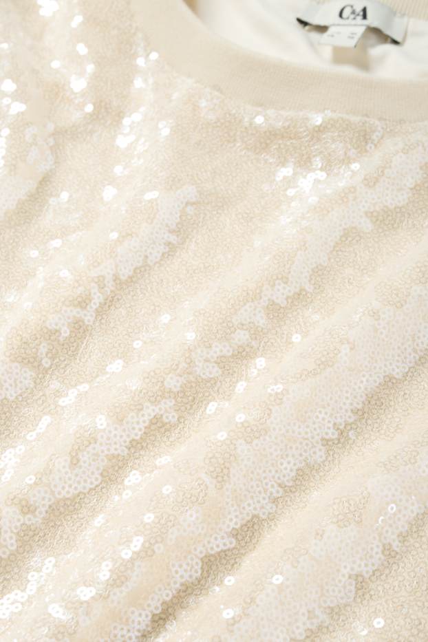 Women - Sequin blouse - mesh - cremewhite