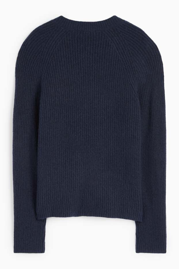 Dámské - Svetr - žebrovaný - tmavomodrá