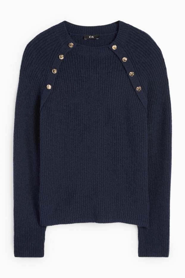 Dámské - Svetr - žebrovaný - tmavomodrá