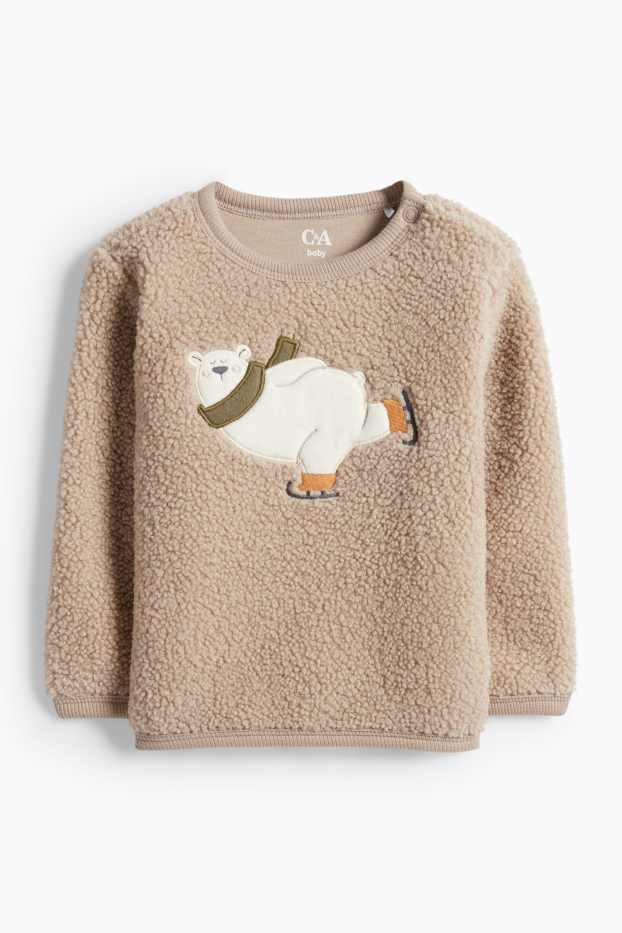 Miminka - chlapci - Lední medvěd - teddy outfit pro miminka - 2dílný - béžová