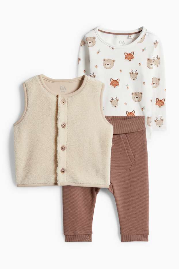 Baby Buben - Wildtiere - Baby-Outfit - 3 teilig - braun