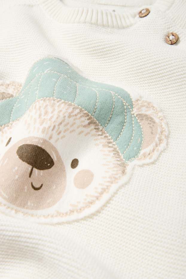 Unisex - Urs polar - pulover bebeluși - reiat - alb-crem