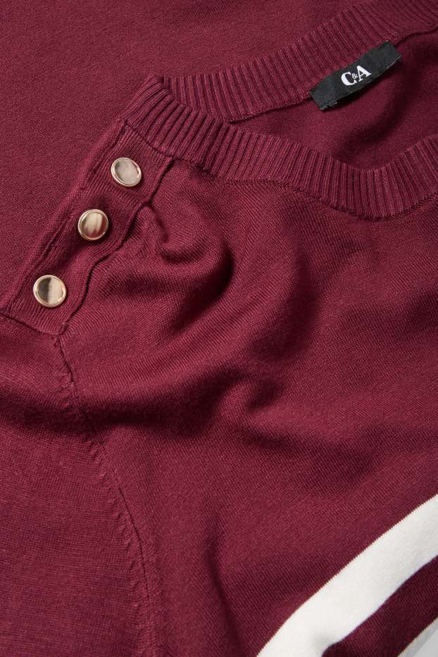 Damen - Pullover - gestreift - bordeaux
