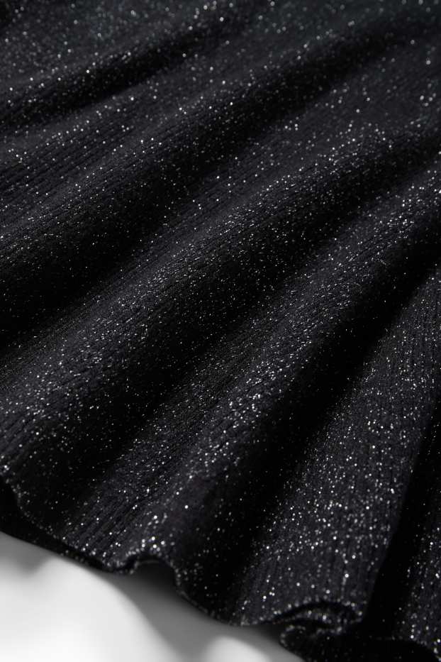 Copii - Fete - Rochie tricotată - reiată - negru