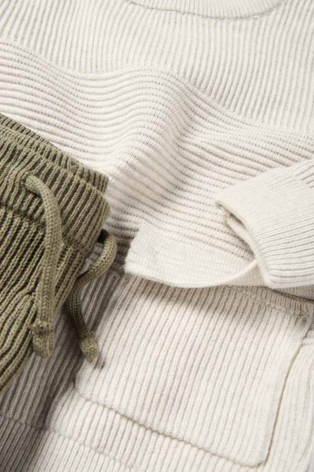 Baby Boys - Baby outfit - ribbed - 2 piece - cremewhite