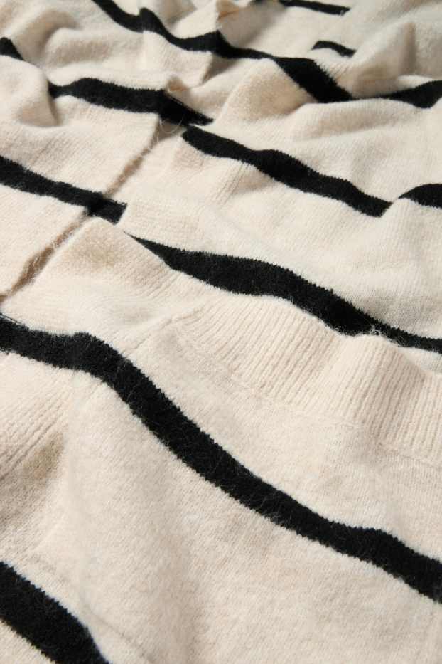Damen - Lange Strickjacke - schwarz / beige