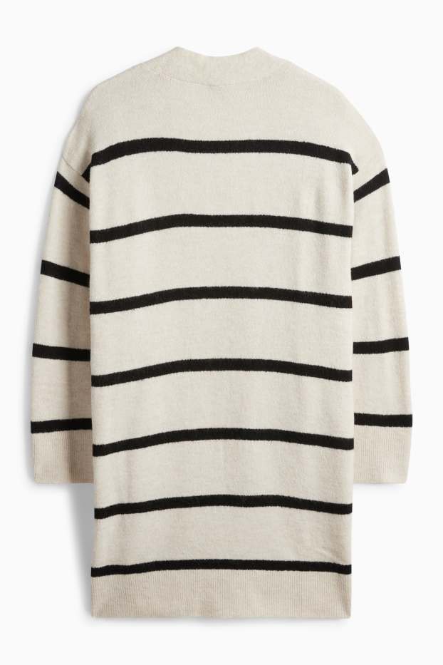 Damen - Lange Strickjacke - schwarz / beige