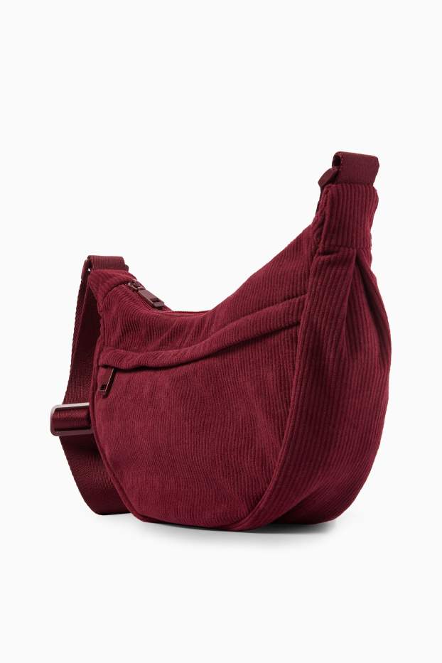 Damen - Cord-Umhängetasche - bordeaux