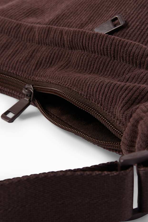 Damen - Cord-Umhängetasche - dunkelbraun