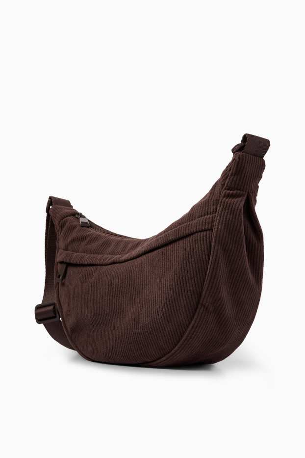 Damen - Cord-Umhängetasche - dunkelbraun