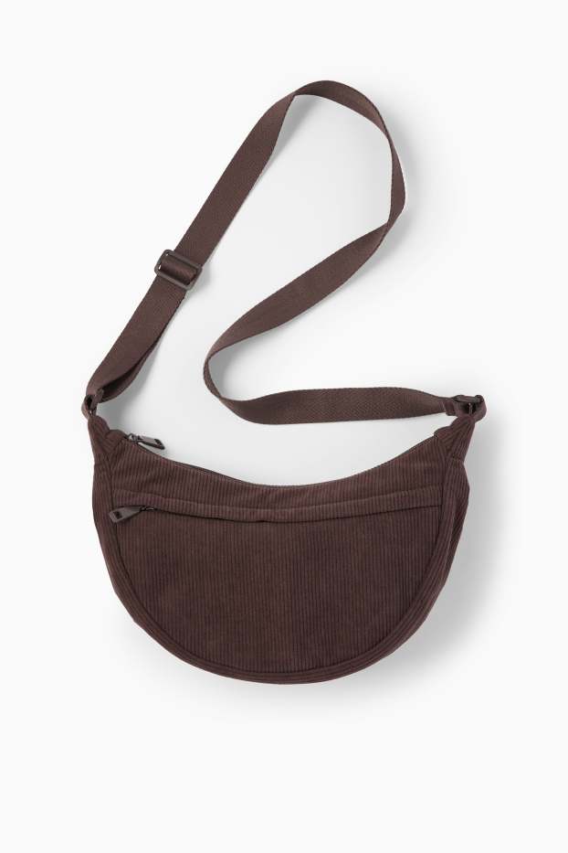 Damen - Cord-Umhängetasche - dunkelbraun