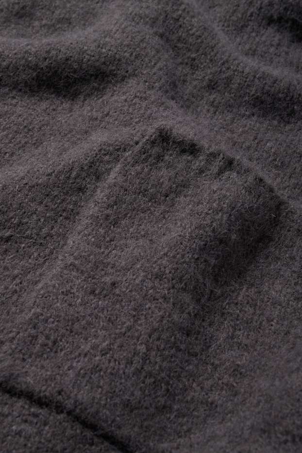 Damen - Lange Strickjacke - dunkelgrau