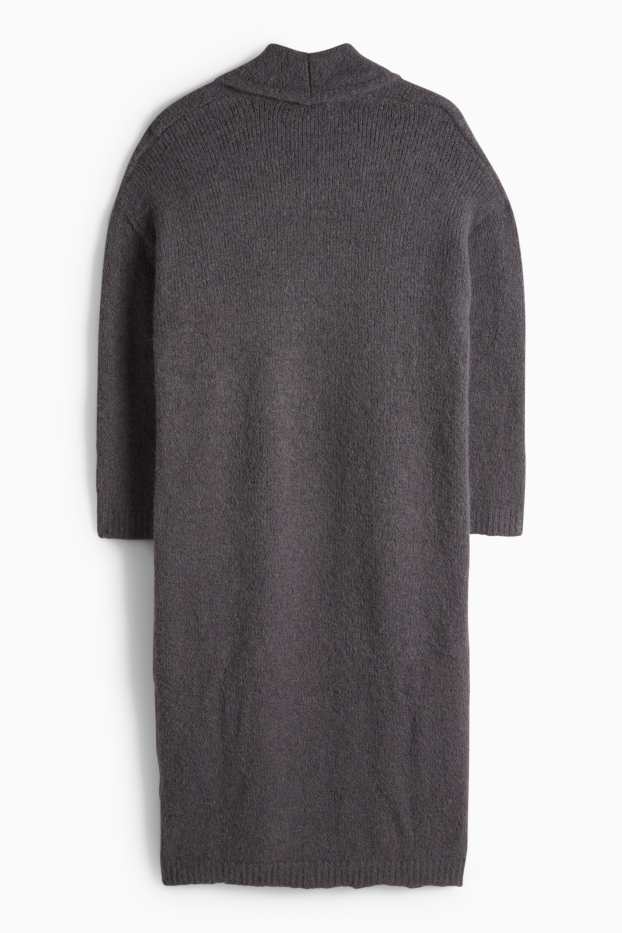 Damen - Lange Strickjacke - dunkelgrau