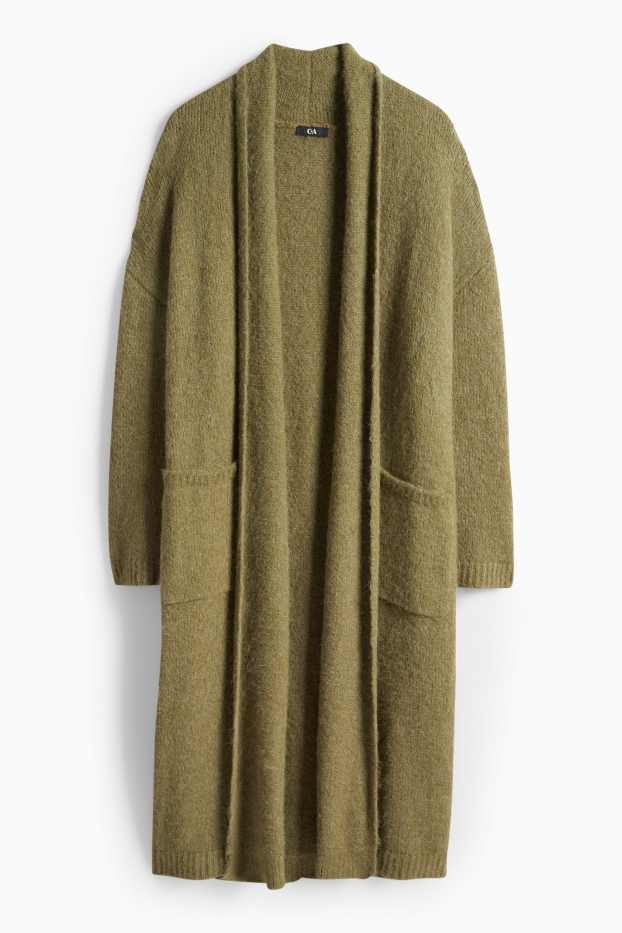 Damen - Lange Strickjacke - grün