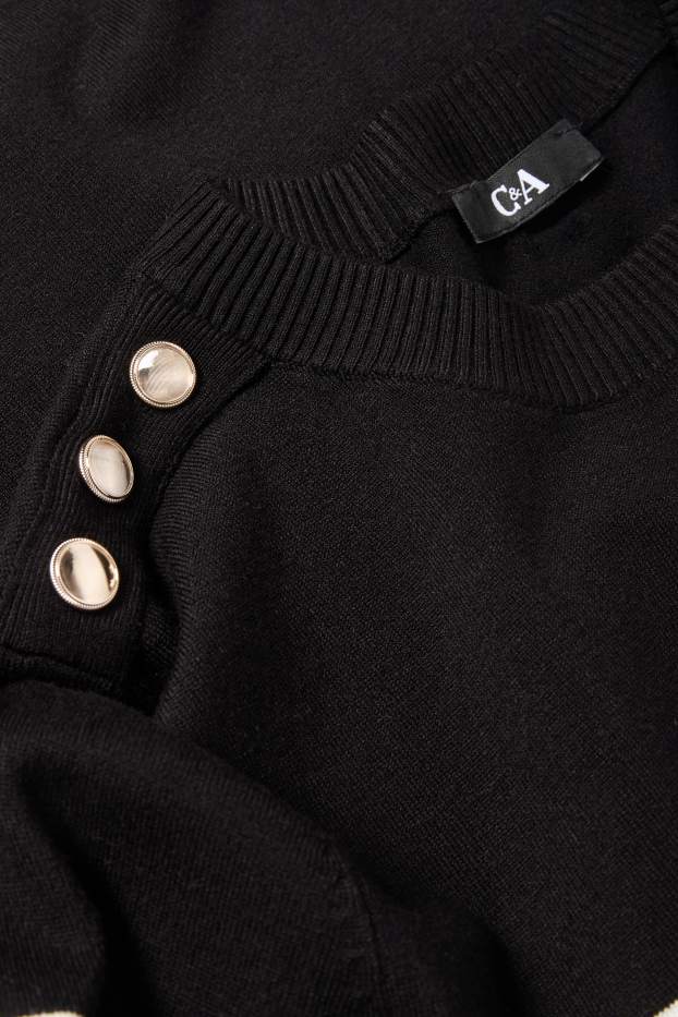 Damen - Pullover - gestreift - schwarz / weiss