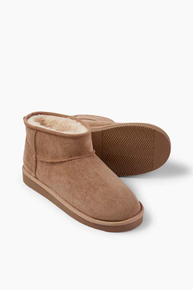 Femmes - Ankle Boots - faux suède - marron clair