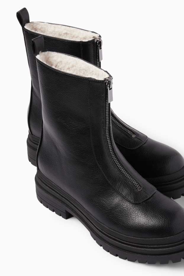 Women - Ankle boots - faux leather - black